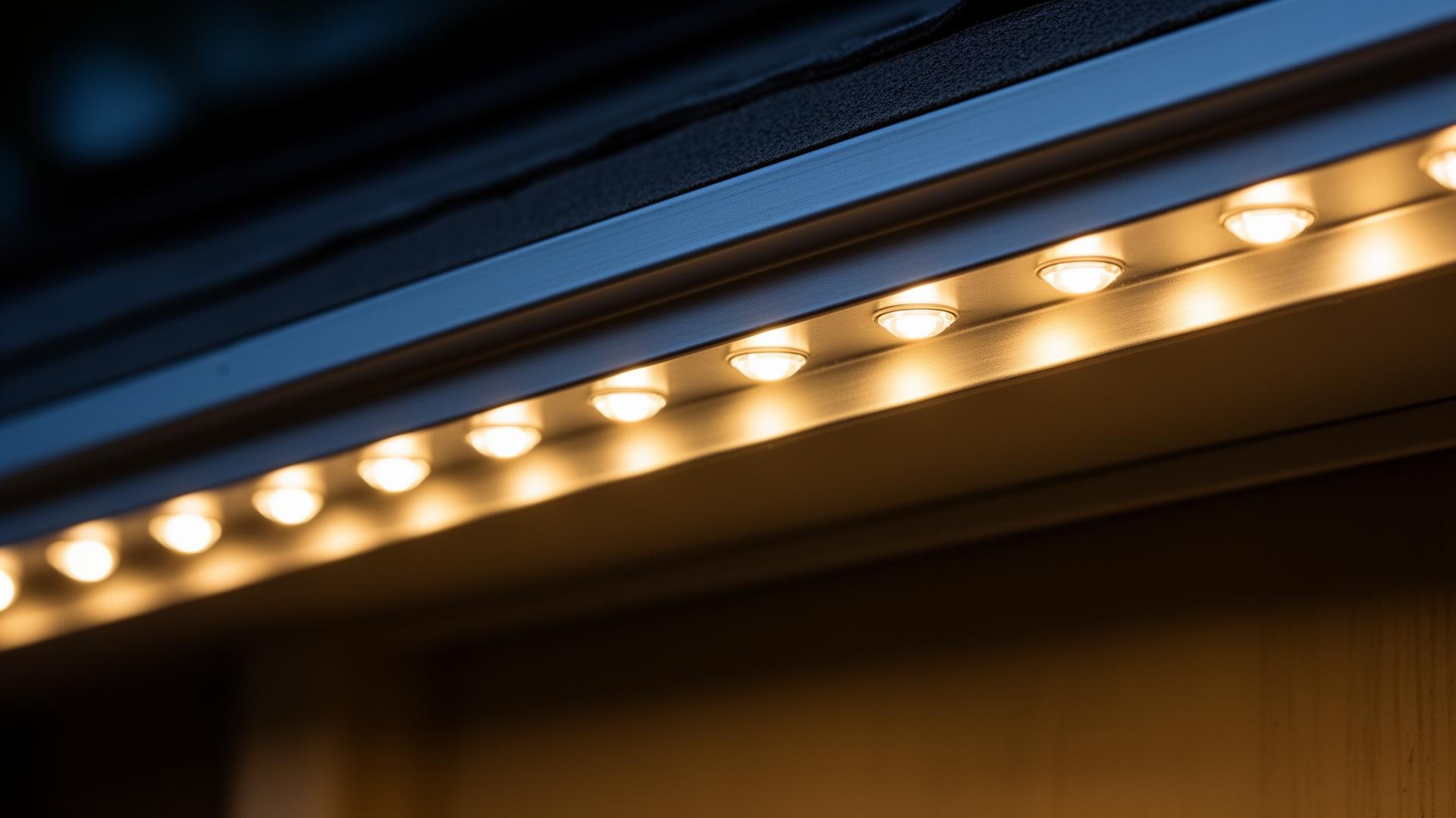 Close-up of permanent lighting fixture being inspected