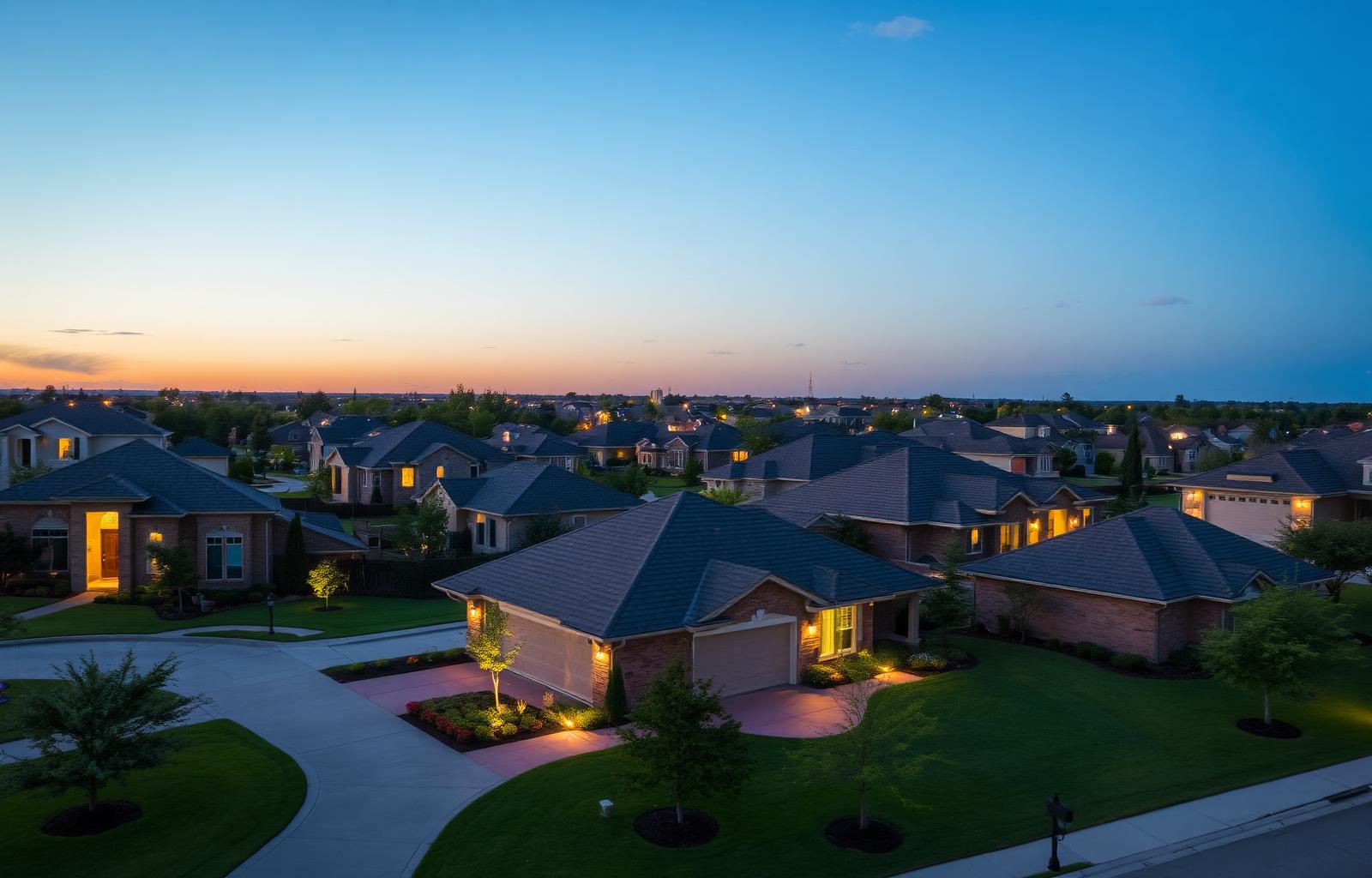 DFW HOA neighborhood with discreet permanent accent lighting